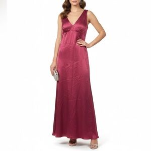 NWT Semicouture Red Berry Satin Silk Maxi Dress Lingerie Slip Sz 40